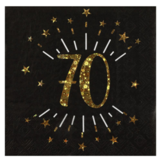 70 År Servetter Guld/Svart