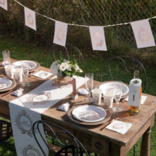 Just Married Flaggirlang Vit/Roséguld