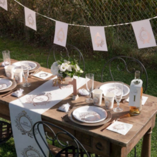 Just Married Flaggirlang Vit/Roséguld