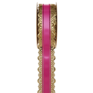 Guldkant Spetsband Rosa