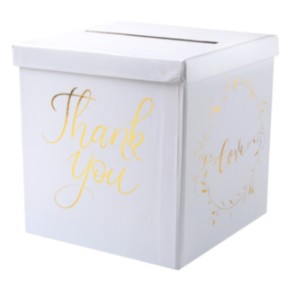 Thank You Bröllop Pengalåda Vit/Guld
