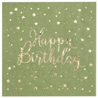 Happy Birthday Servetter Olivgrön