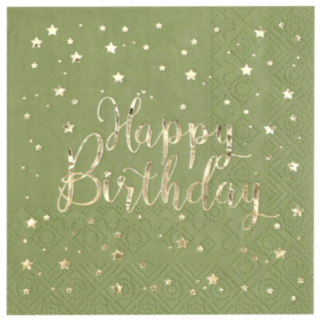 Happy Birthday Servetter Olivgrön