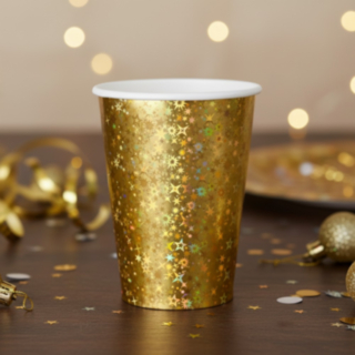 Glittrande Pappmugg Guld