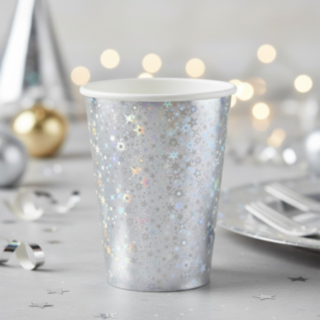Glittrande Pappmugg Silver