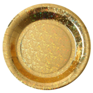 Glittrande Papptallrik Guld