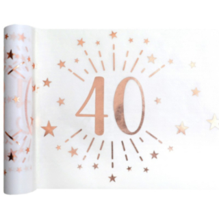 40 År Bordslöpare Vit/Roséguld