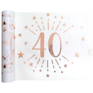 40 År Bordslöpare Vit/Roséguld