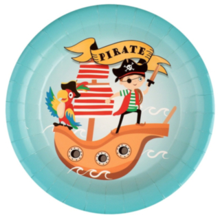Piratskepp Papperstallrikar Ljusblå