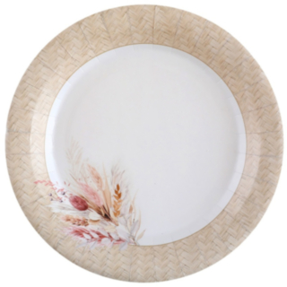 Naturliga Blommor Papperstallrikar Beige