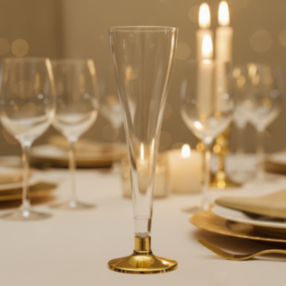 Flöjt Tunna Champagneglas Guld
