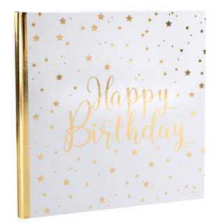 Happy Birthday Gästbok Guld