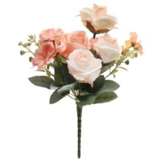 Konstgjorda Roser Blombukett Persika/Vit