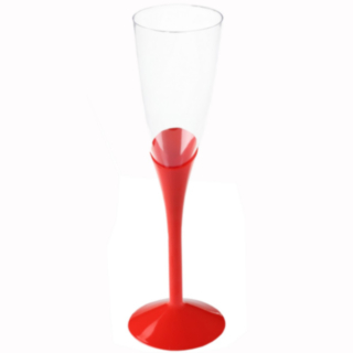 Flöjt Plast Champagneglas Röd