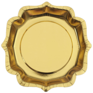 Glänsande Scallop Papperstallrikar Guld