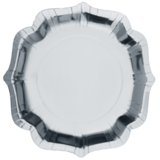 Glänsande Scallop Papperstallrikar Silver