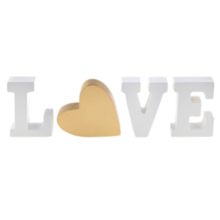 Love Bokstäver Trä Elfenben/Guld