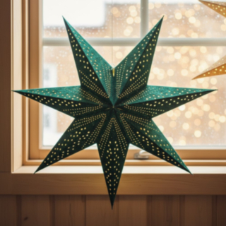 Glimmer LED Julstjärna Grön Velour