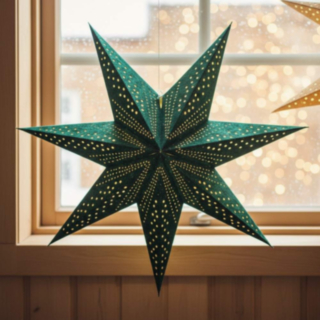 Glimmer LED Julstjärna Grön Velour