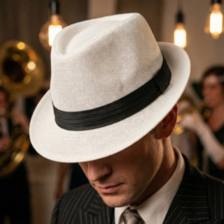 Gangster Vit Fedora Hatt