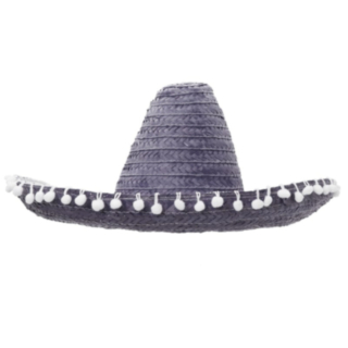 Svart Sombrero Pom Pom Hatt