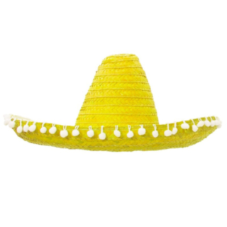Gul Sombrero Pom Pom Hatt