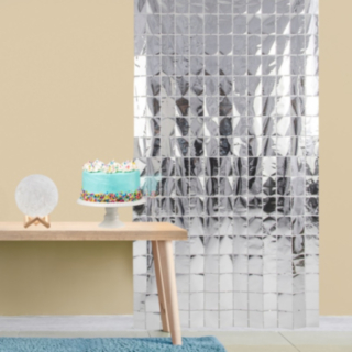 Fyrkantig Silverfolie Backdrop