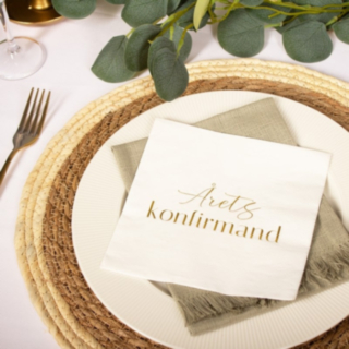 Årets Konfirmand Servetter Vit/Guld