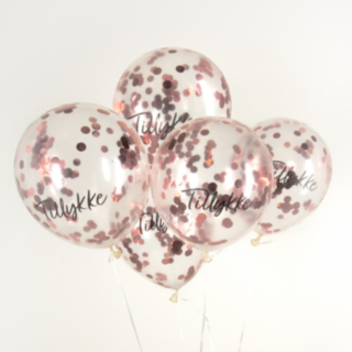 Tillykke Konfettiballonger Roséguld