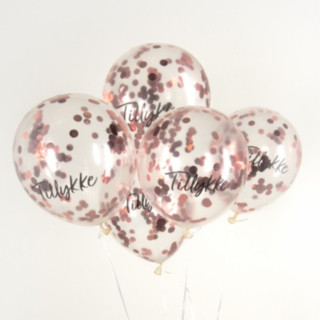Tillykke Konfettiballonger Roséguld