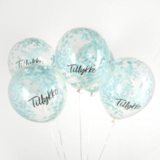 Tillykke Konfettiballonger Ljusblå