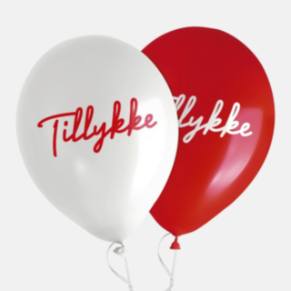 Tillykke Ballonger Röd/Vit