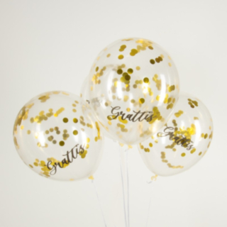 Grattis Konfettiballonger Guld