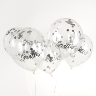 Grattis Konfettiballonger Silver