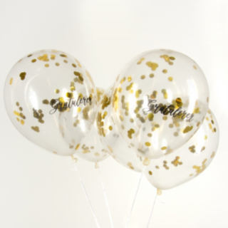 Gratulerer Konfettiballonger Guld