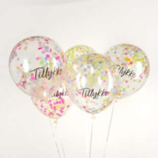 Tillykke Konfettiballonger Flerfärgade