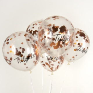 Tillykke Konfettiballonger Koppar