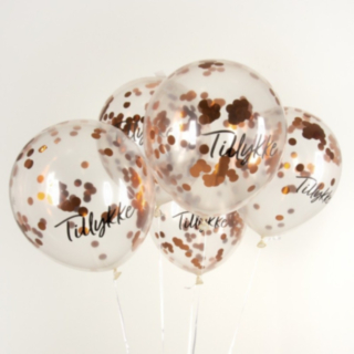 Tillykke Konfettiballonger Koppar