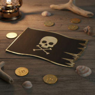 Piratflagga Servetter Svart/Guld