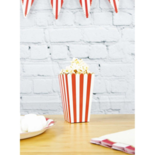 Randiga Popcornbägare Röd/Vit