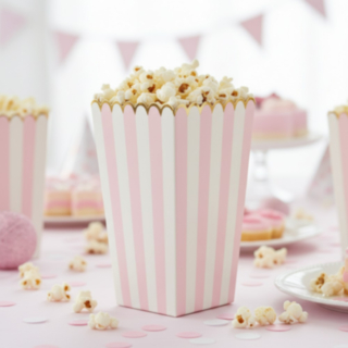 Randiga Popcornbägare Rosa/Vit