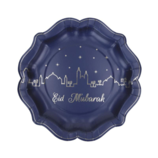 Eid Mubarak Papperstallrikar Mörkblå