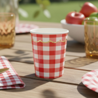 Rutig Picknick Pappersmuggar Röd/Vit