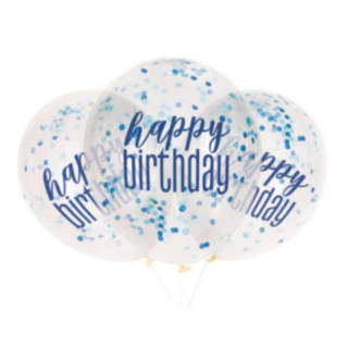 Happy Birthday Konfettiballonger Blå
