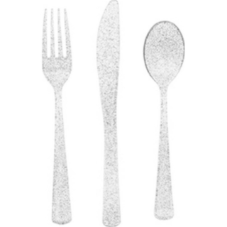Glitter Plastbestick Silver