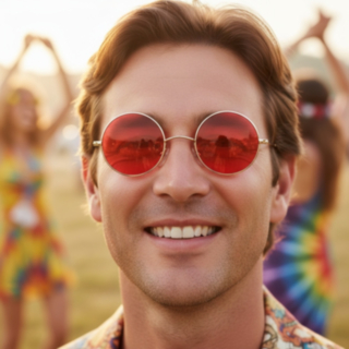 Runda Lennon Glasögon Röd