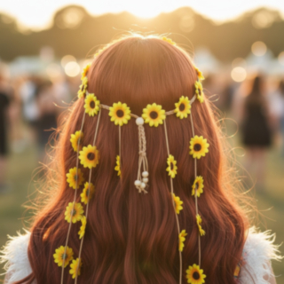 Hippie Solros Hårblommor Gul