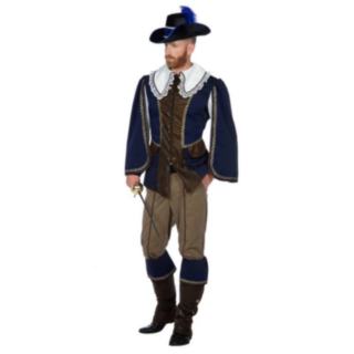 Musketör Blå Maskeraddräkt