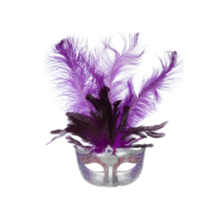 Venedig Mask Med Fjädrar Lila