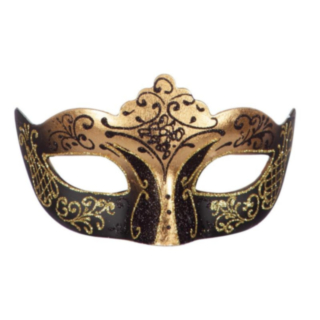 Venedig Glittermask Guld/Svart
